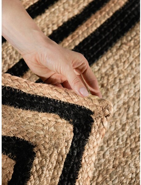 Obojestranski ročno tkan tekač iz jute v črni in naravni barvi 70x200 cm Jutta – Hanse Home