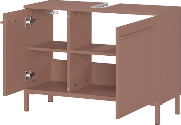 Rjava omarica za pod umivalnik v mat dekorju 80x59 cm Laurino – Germania