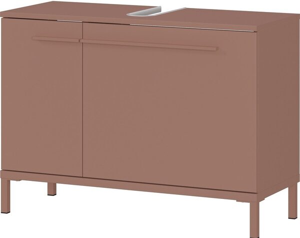 Rjava omarica za pod umivalnik v mat dekorju 80x59 cm Laurino – Germania