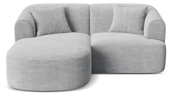 Svetlo siva kotna sedežna garnitura iz rebrastega žameta (levi kot/z ležalnikom) Campi – Cosmopolitan Design