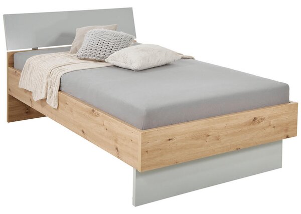 POSTELJA 120 cm x 200 cm , leseni material siva, barve hrasta