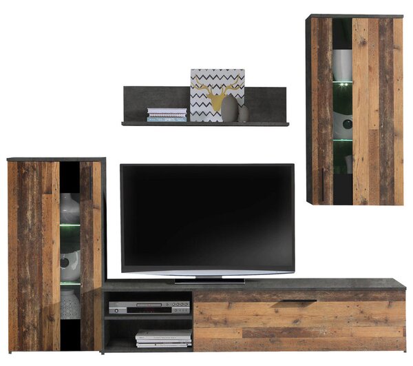 DNEVNI REGAL, barve hrasta, temno siva