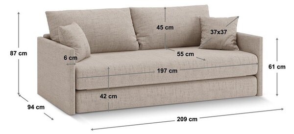Svetlo rjava raztegljiva sedežna garnitura iz šenilje 209 cm Shannon – Cosmopolitan Design