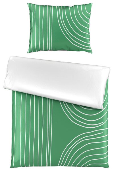 OBOJESTRANSKA POSTELJNINA EMERALD 140/200 cm saten žadasto zelena