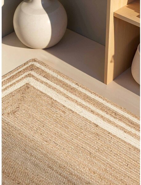 Obojestranska ročno tkana preproga iz jute v kremno beli in naravni barvi 120x170 cm Jutta – Hanse Home