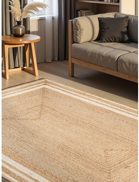 Obojestranska ročno tkana preproga iz jute v kremno beli in naravni barvi 120x170 cm Jutta – Hanse Home
