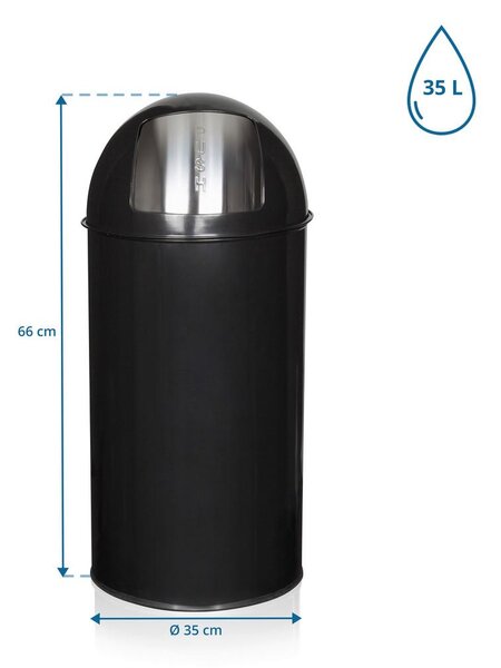 MID.YOU Koš Za Smeti Push, 35 L, Črna