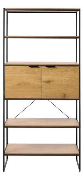 Regal v hrastovem dekorju v naravni barvi 90x190x40 cm Cesura – Unique Furniture