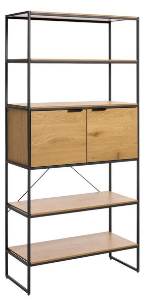 Regal v hrastovem dekorju v naravni barvi 90x190x40 cm Cesura – Unique Furniture