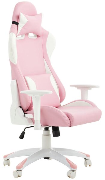 GAMING STOL umetna masa, tekstil bela, pink
