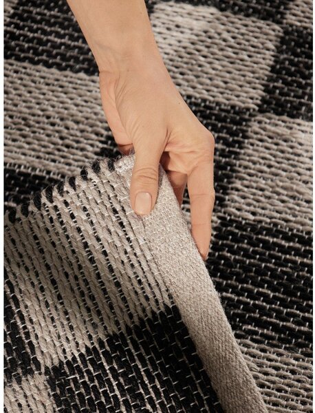 Črno-kremno bel obojestranski ročno tkan tekač iz mešanice jute 80x200 cm Rex – Hanse Home