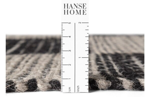 Črno-kremno bel obojestranski ročno tkan tekač iz mešanice jute 80x200 cm Rex – Hanse Home