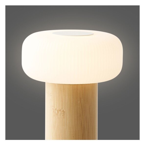 Bela/v naravni barvi bambusova namizna svetilka s plastičnim senčilom (višina 18 cm) Stafford – House Nordic