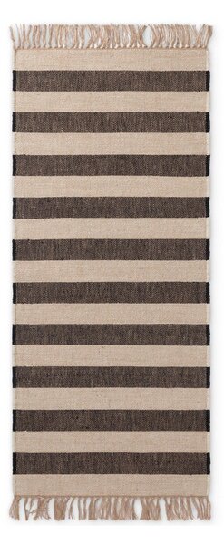 Črno-kremno bel obojestranski ročno tkan tekač iz jute 80x200 cm Playa – Hanse Home