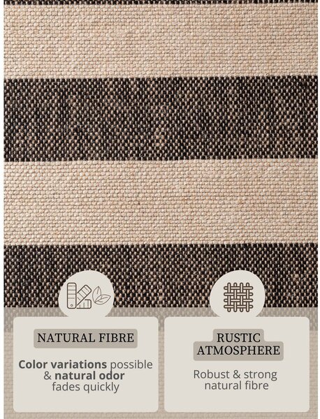 Črno-kremno bela obojestranska ročno tkana preproga iz jute 120x170 cm Playa – Hanse Home