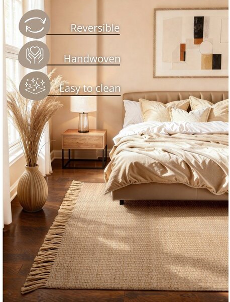 Obojestranska ročno tkana preproga iz jute v naravni barvi 120x170 cm Fjord – Hanse Home