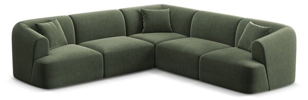 Zelena žametna kotna sedežna garnitura Campi – Cosmopolitan Design