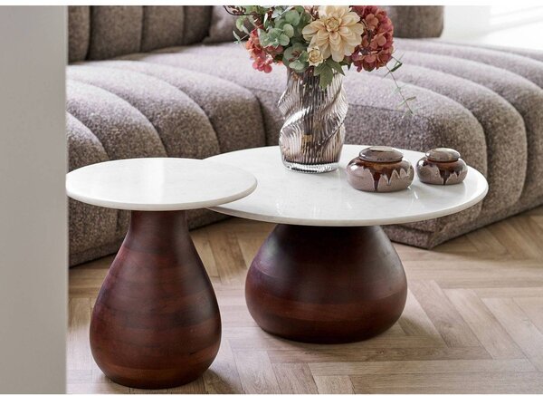 Okrogla stranska mizica z marmorno mizno ploščo ø 40 cm Heide – House Nordic