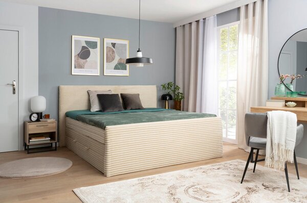 POSTELJA BOXSPRING 180 cm x 200 cm , tekstil bež