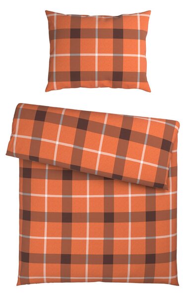 POSTELJNINA TERNET 140/200 cm flanela rjava, oranžna