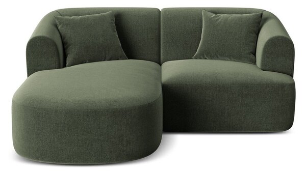Zelena žametna kotna sedežna garnitura (levi kot/z ležalnikom) Campi – Cosmopolitan Design