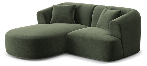 Zelena žametna kotna sedežna garnitura (levi kot/z ležalnikom) Campi – Cosmopolitan Design