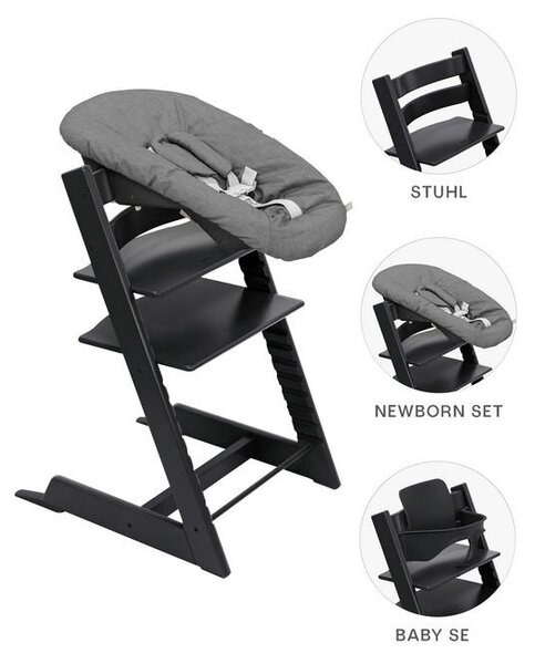 SET ZA STOLČEK ZA HRANJENJE Tripp Trapp Bundles 87/65/46 cm črna