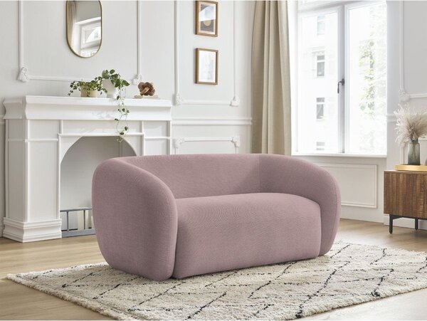 Rožnata sedežna garnitura iz šenilje 160 cm Celine – Bobochic Paris