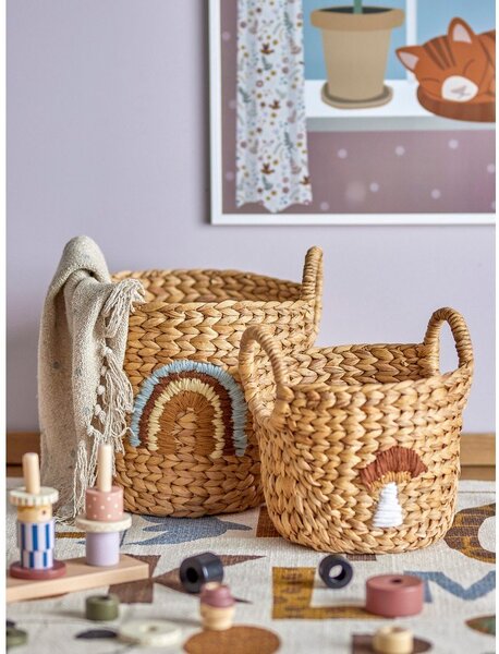 Otroške škatle za shranjevanje iz vodne hijacinte v naravni barvi v kompletu 2 ks ø 32x32 cm Agnes – Bloomingville Mini
