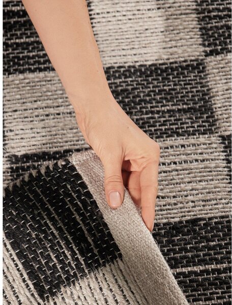 Črno-kremno bela obojestranska ročno tkana preproga iz mešanice jute 120x170 cm Rex – Hanse Home
