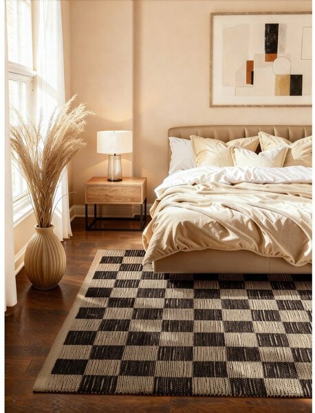 Črno-kremno bela obojestranska ročno tkana preproga iz mešanice jute 120x170 cm Rex – Hanse Home