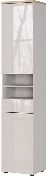 Kremno bela visoka/ozka kopalniška omarica v sijajnem dekorju 39x190 cm Tavira – Germania