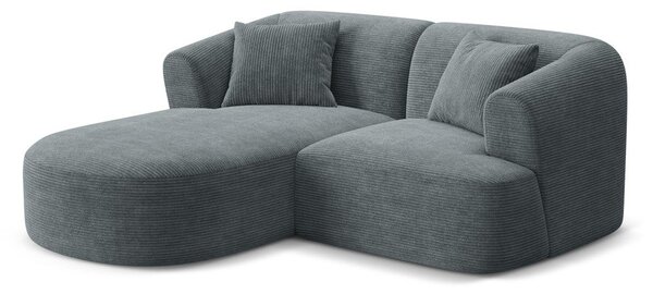 Temno siva kotna sedežna garnitura iz rebrastega žameta (levi kot/z ležalnikom) Campi – Cosmopolitan Design