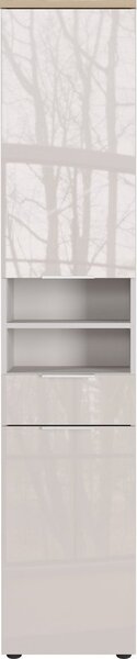 Kremno bela visoka/ozka kopalniška omarica v sijajnem dekorju 39x190 cm Tavira – Germania