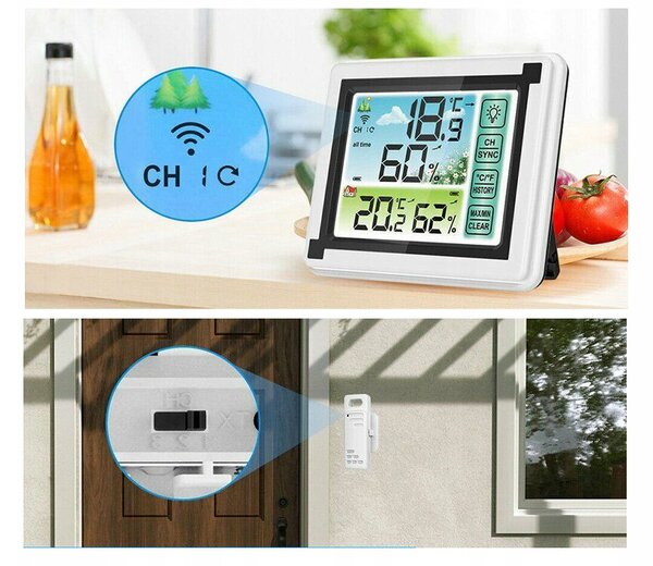LCD brezžična vremenska postaja touch in zunanja enota