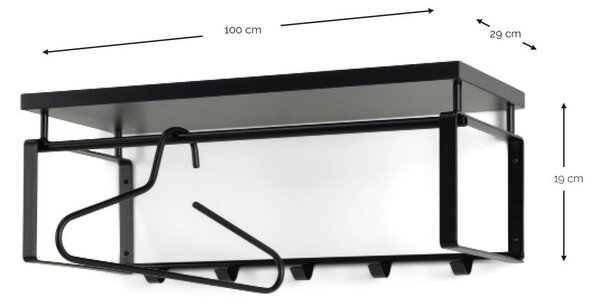 Jeklen stenski obešalnik v naravni barvi/sivorjav s polico 70 cm Rex – Spinder Design