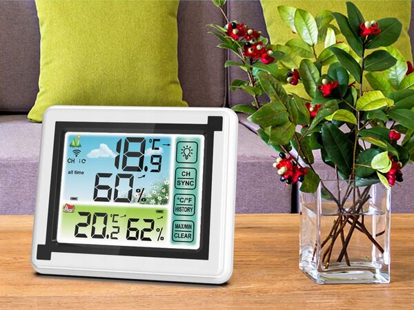 LCD brezžična vremenska postaja touch in zunanja enota