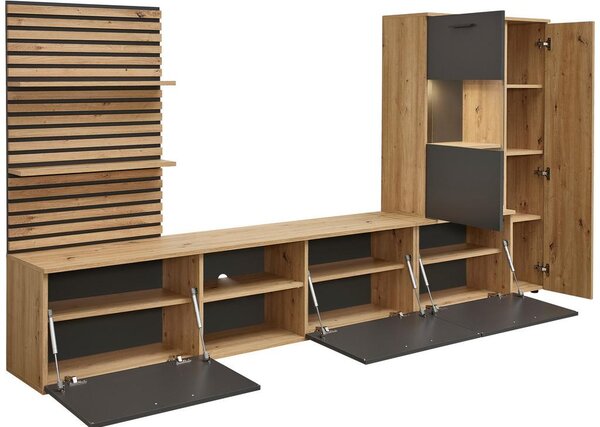 MID.YOU Dnevni Regal Heathrow, Barva Hrasta, Antracit
