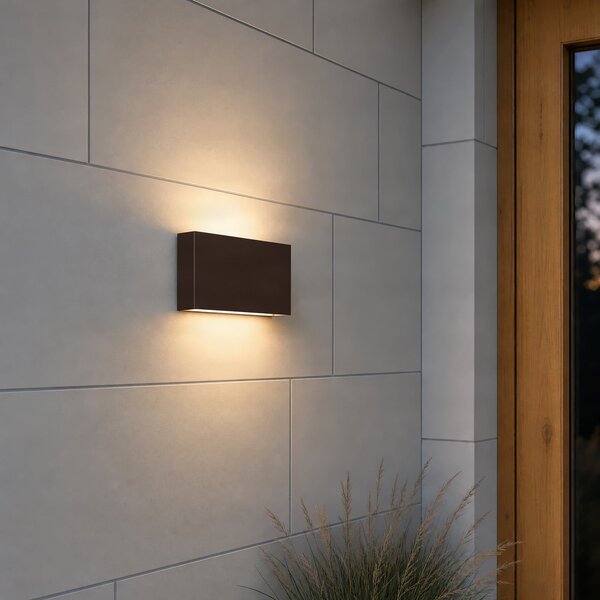 Lindby Lucande LED zunanja stenska svetilka Jarte, 20 cm, rjava, IP65, Rjava / rjasta, Plastika, Sodobni