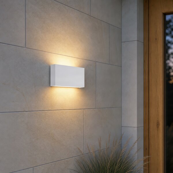 Lindby Lucande LED-stenna svetilka za zunanjo uporabo Jarte, 20 cm, bela, IP65, Bela, Plastika, Sodobni