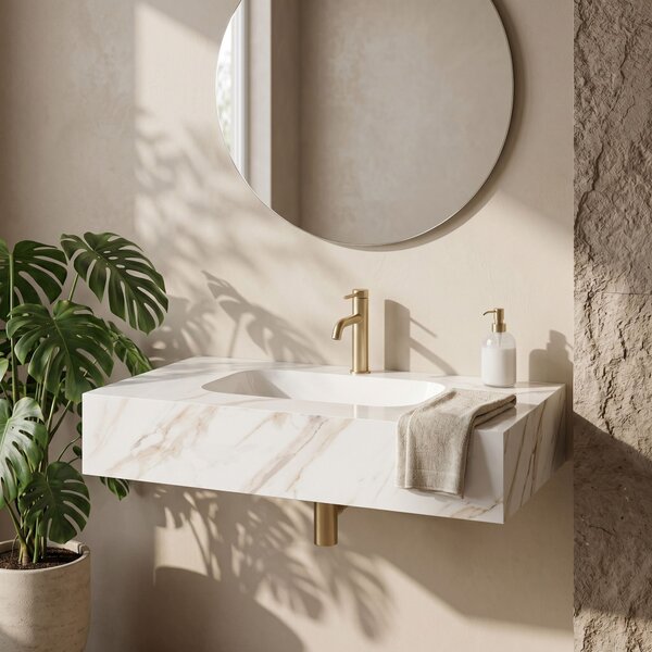 Stenski umivalnik Rea Aresa Grey Gold 80