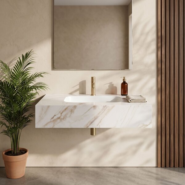 Stenski umivalnik Rea Aresa Grey Gold 80
