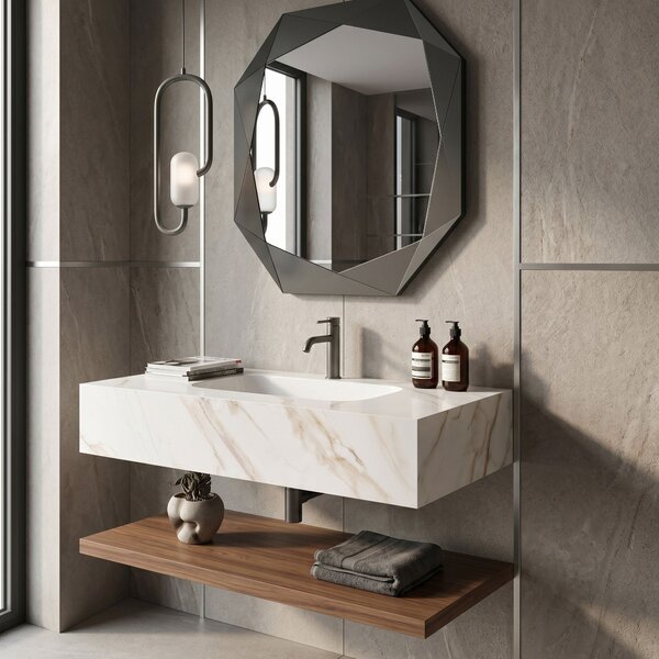 Stenski umivalnik Rea Aresa Grey Gold 80