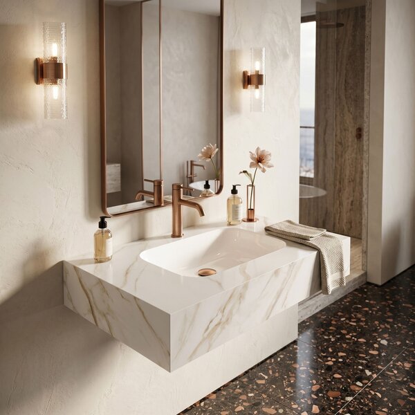 Stenski umivalnik Rea Aresa Grey Gold 80
