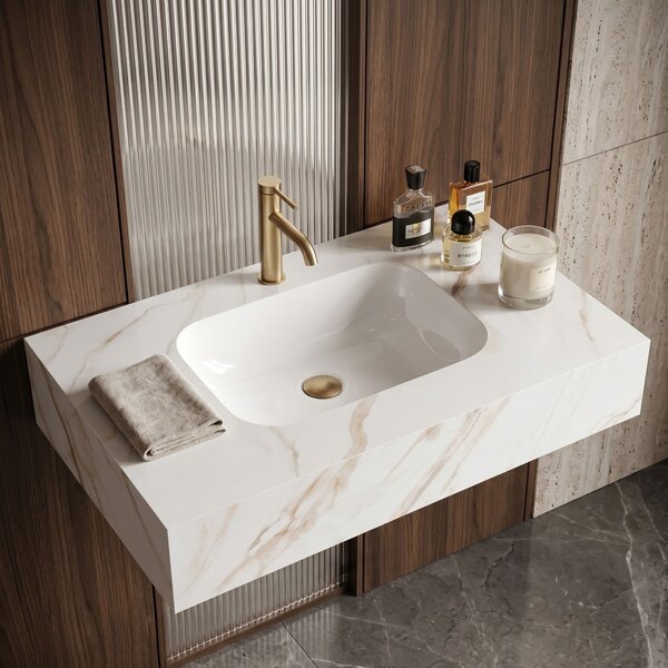 Stenski umivalnik Rea Aresa Grey Gold 80