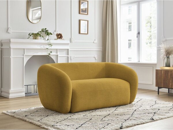 Rumena sedežna garnitura iz šenilje 160 cm Celine – Bobochic Paris