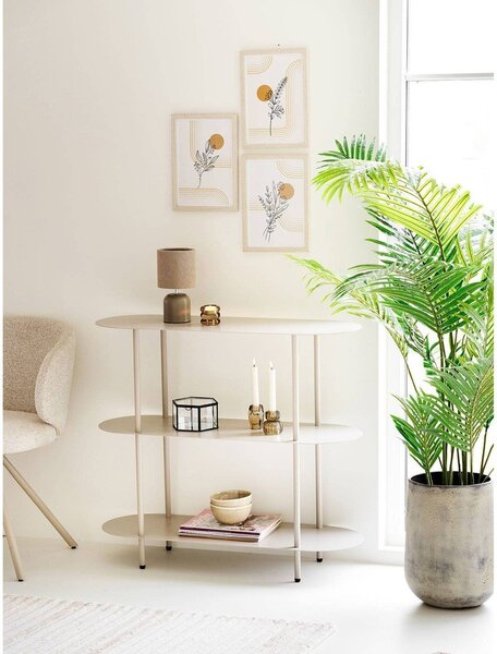 Bež kovinska namizna svetilka s tekstilnim senčilom (višina 24 cm) Morley – House Nordic