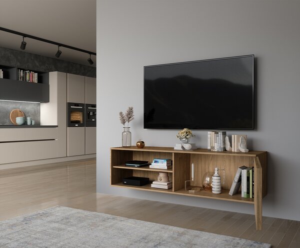 PROMOCIJA Stenski TV regal ENTSIAN 150x40cm, hrast artisan II. kakovost