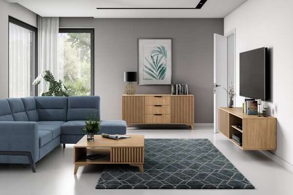 PROMOCIJA Stenski TV regal ENTSIAN 150x40cm, hrast artisan II. kakovost