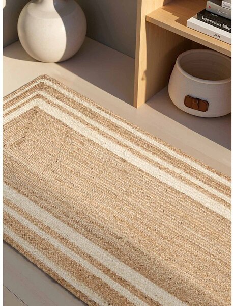Kremno bel/v naravni barvi obojestranski/ročno tkan tekač iz jute 80x250 cm Looma – Hanse Home